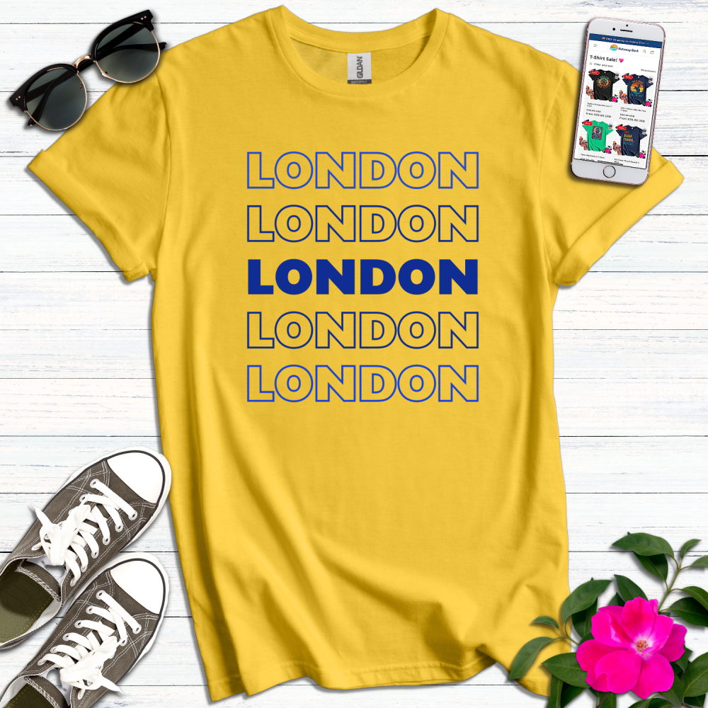 London Stacked Blue Letters T-Shirt