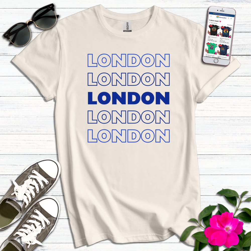 London Stacked Blue Letters T-Shirt