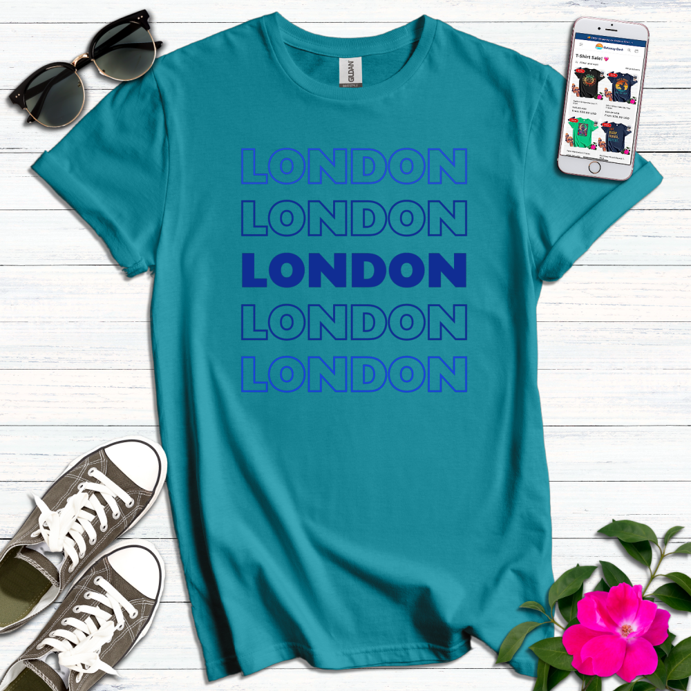 London Stacked Blue Letters T-Shirt