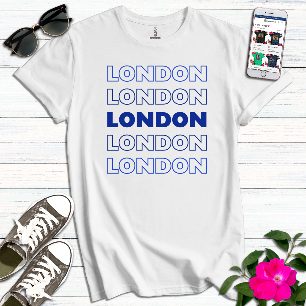 London Stacked Blue Letters T-Shirt