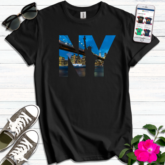 NYC Brooklyn Bridge Lady Liberty T-Shirt