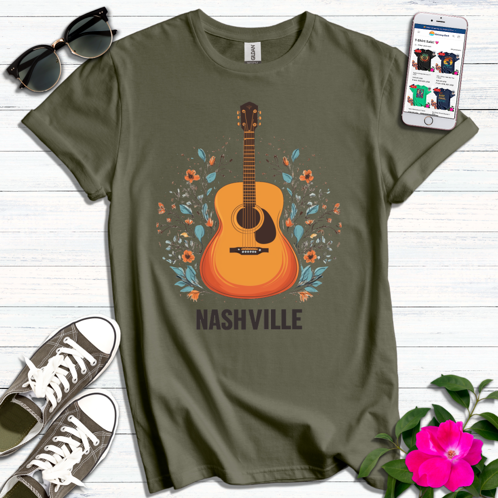 Nashville Flowers Guitar T-Shirt