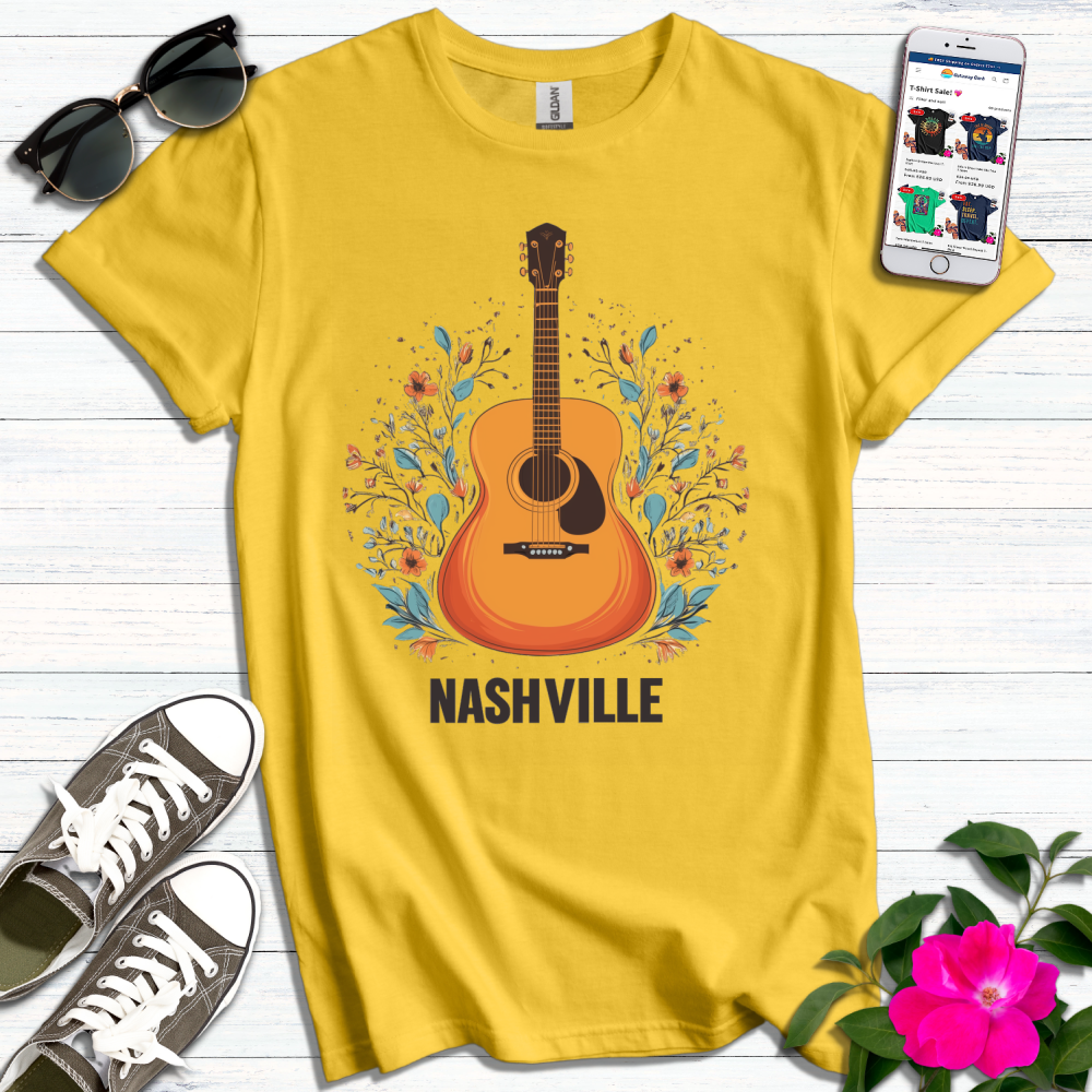 Nashville Flowers Guitar T-Shirt