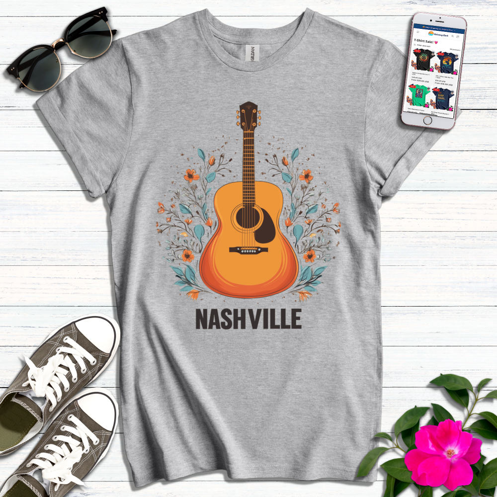 Nashville Flowers Guitar T-Shirt