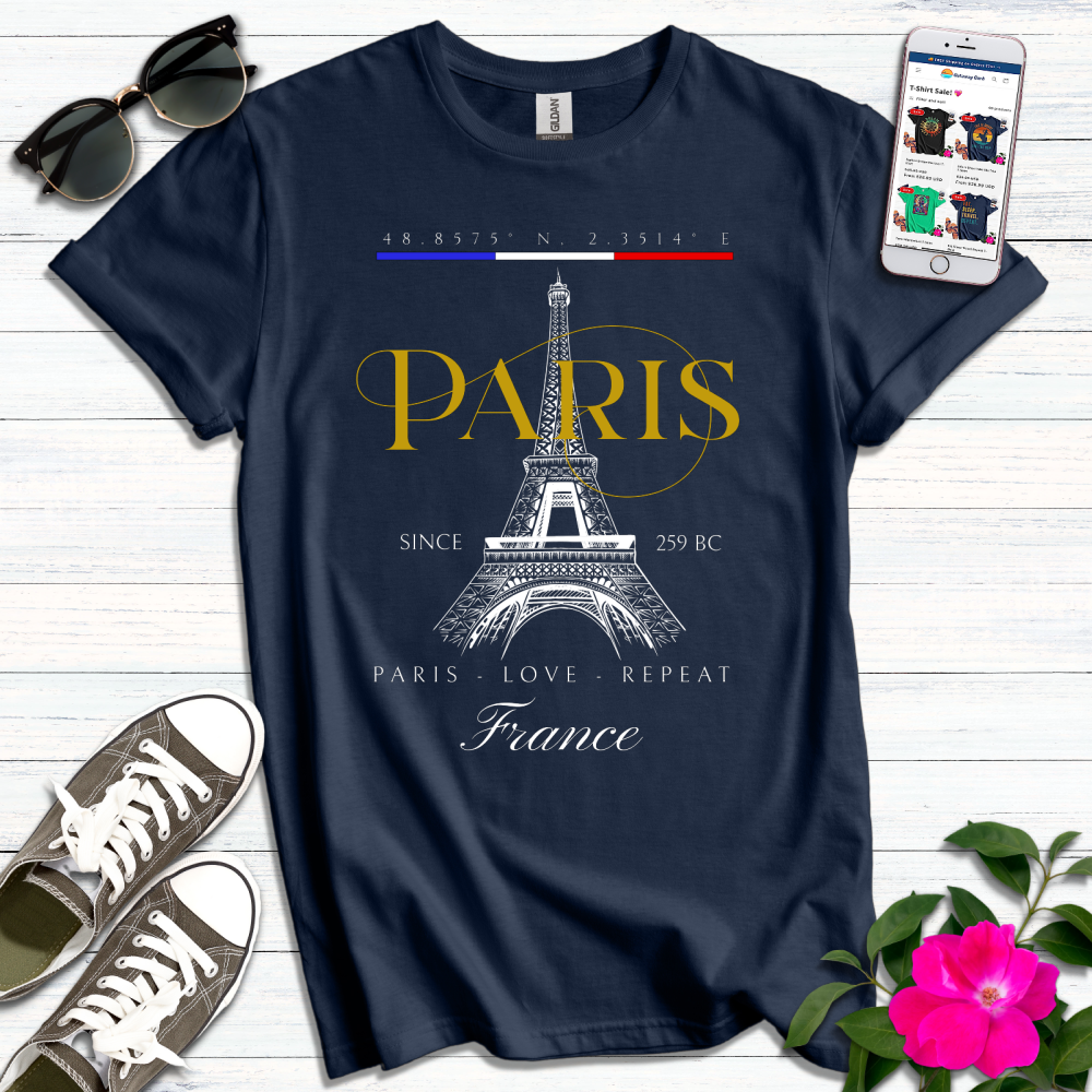 Paris Love Repeat Gold T-Shirt