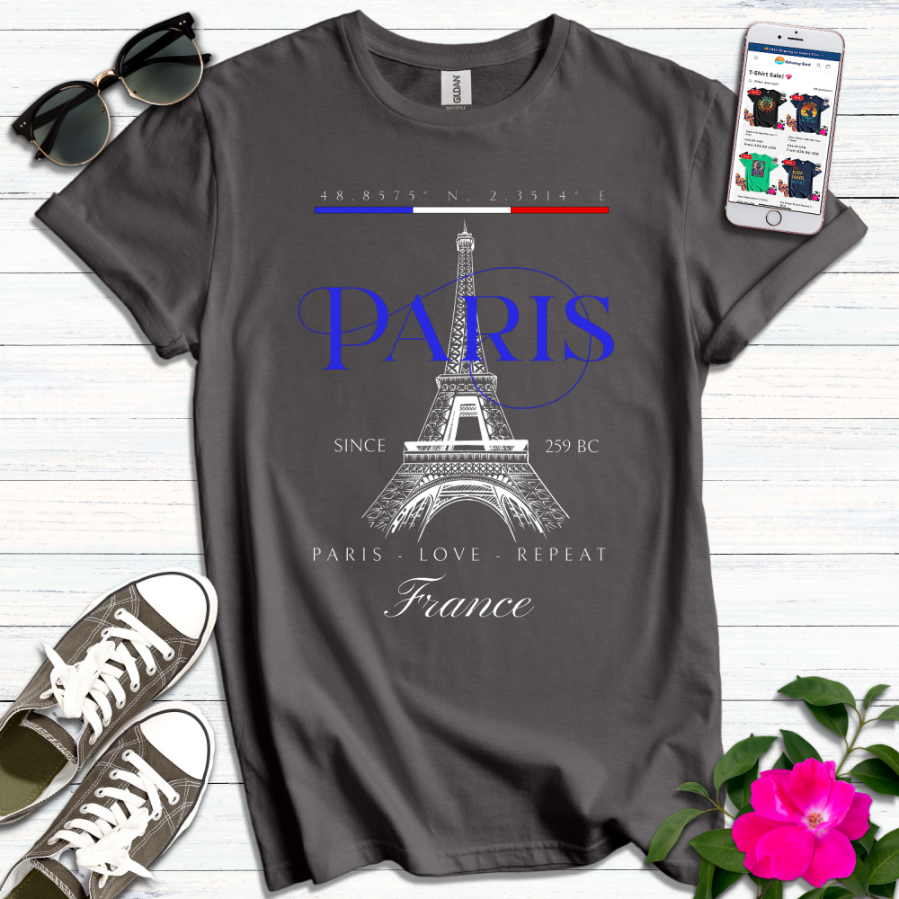 Paris Love Repeat Blue T-Shirt