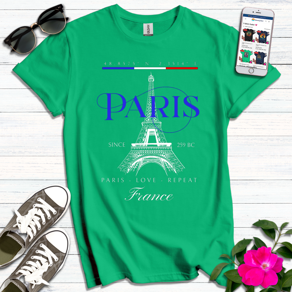 Paris Love Repeat Blue T-Shirt