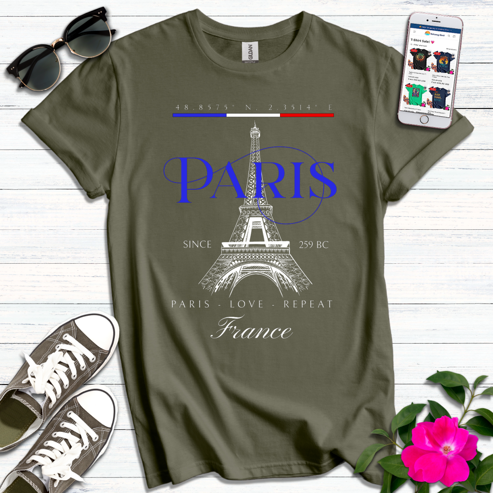 Paris Love Repeat Blue T-Shirt