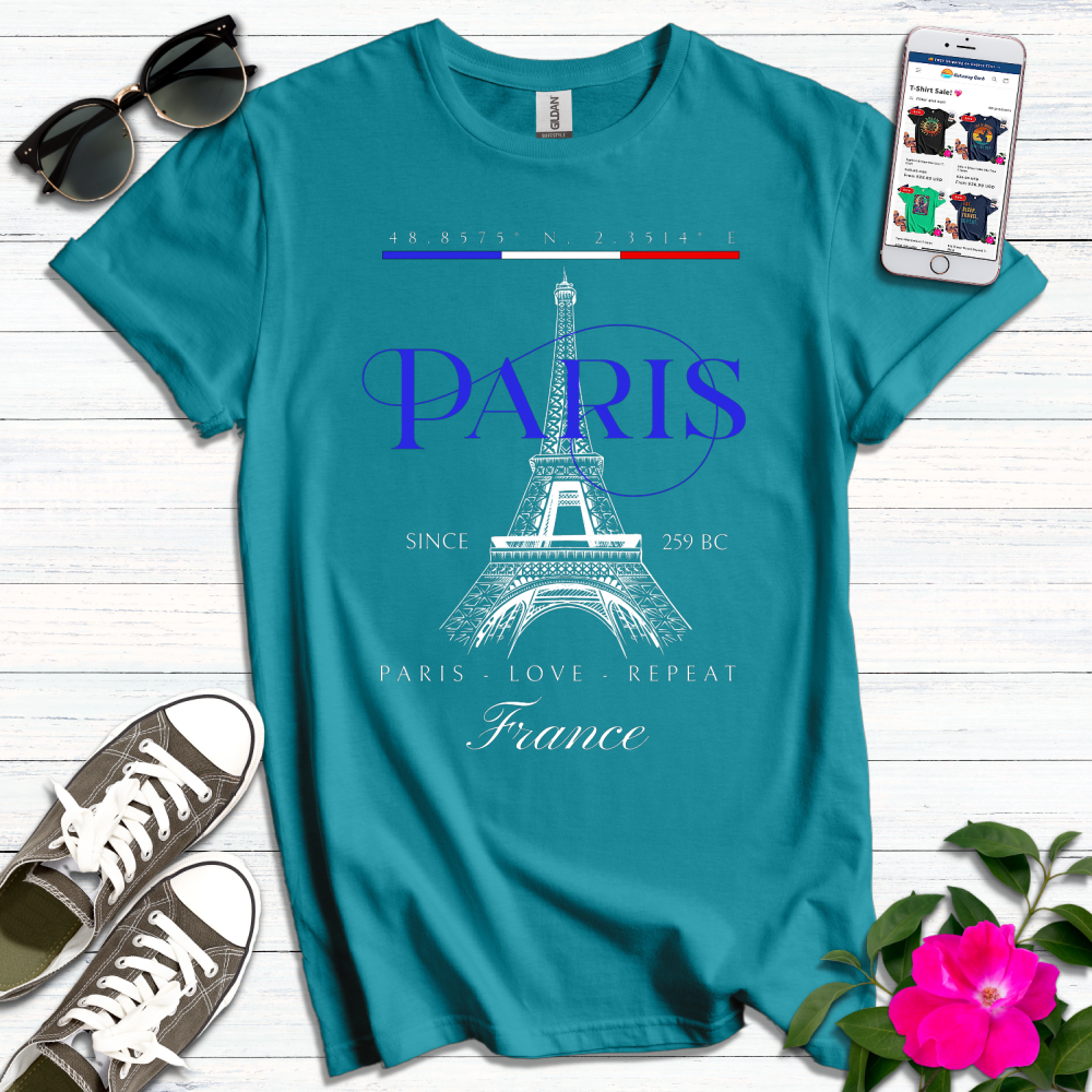 Paris Love Repeat Blue T-Shirt