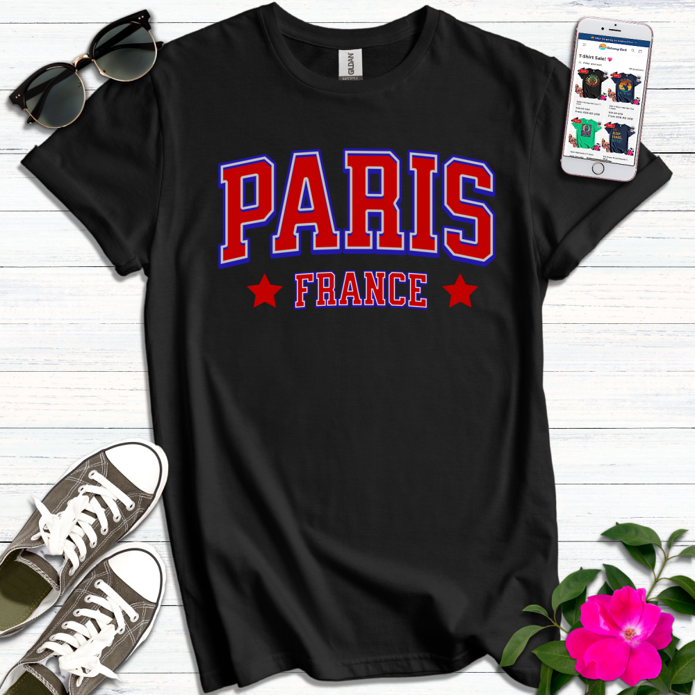 Paris France Bold Varsity T-Shirt