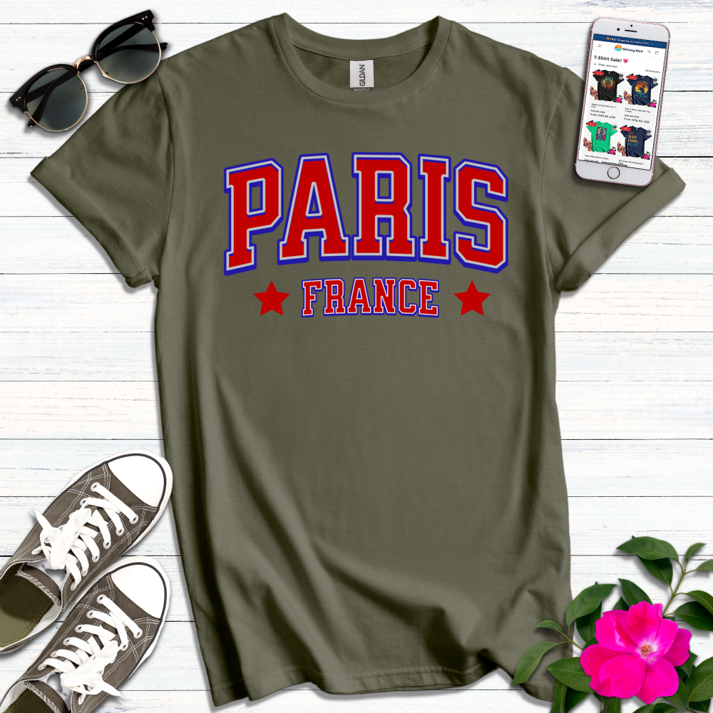 Paris France Bold Varsity T-Shirt