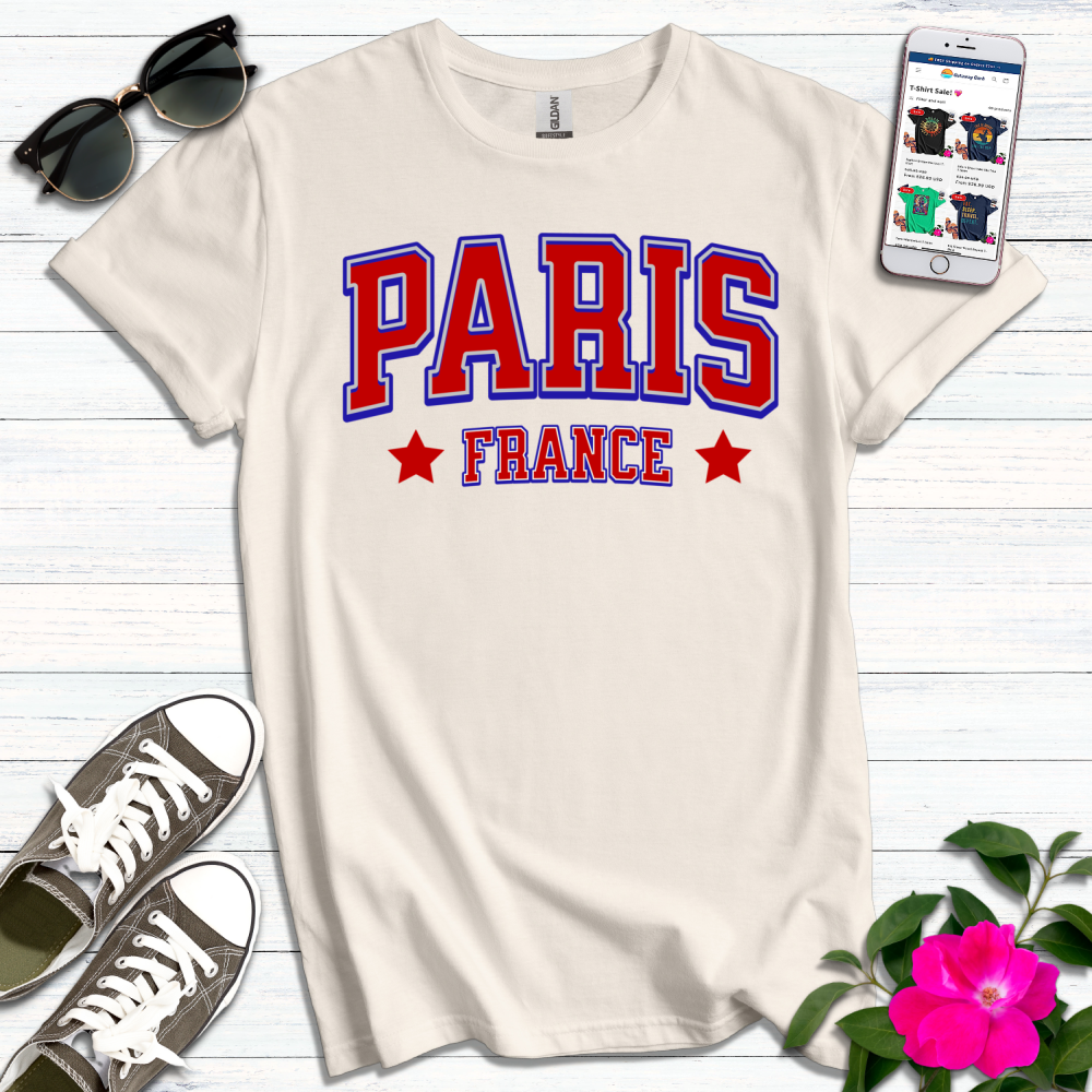 Paris France Bold Varsity T-Shirt