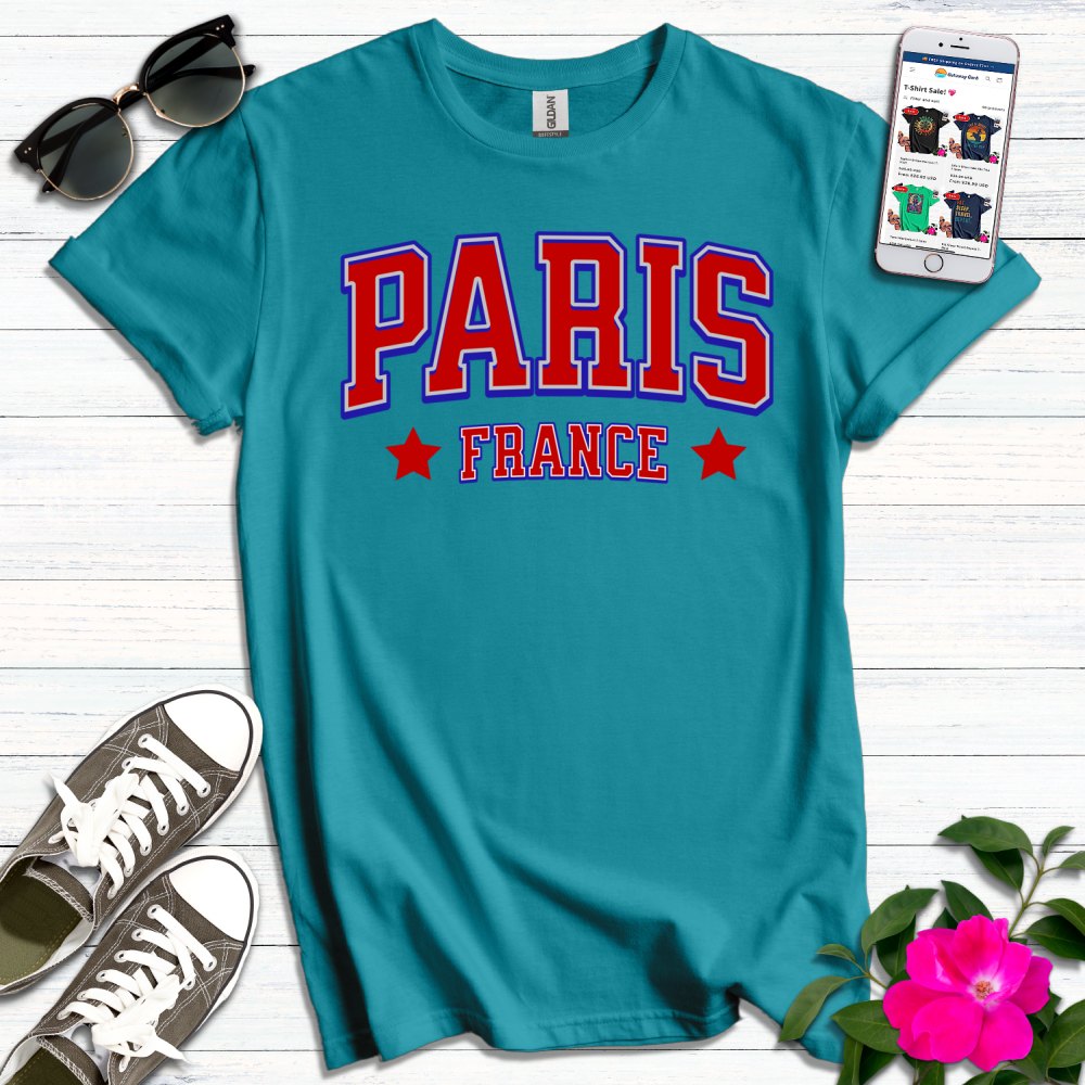 Paris France Bold Varsity T-Shirt