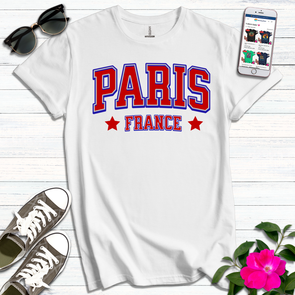 Paris France Bold Varsity T-Shirt