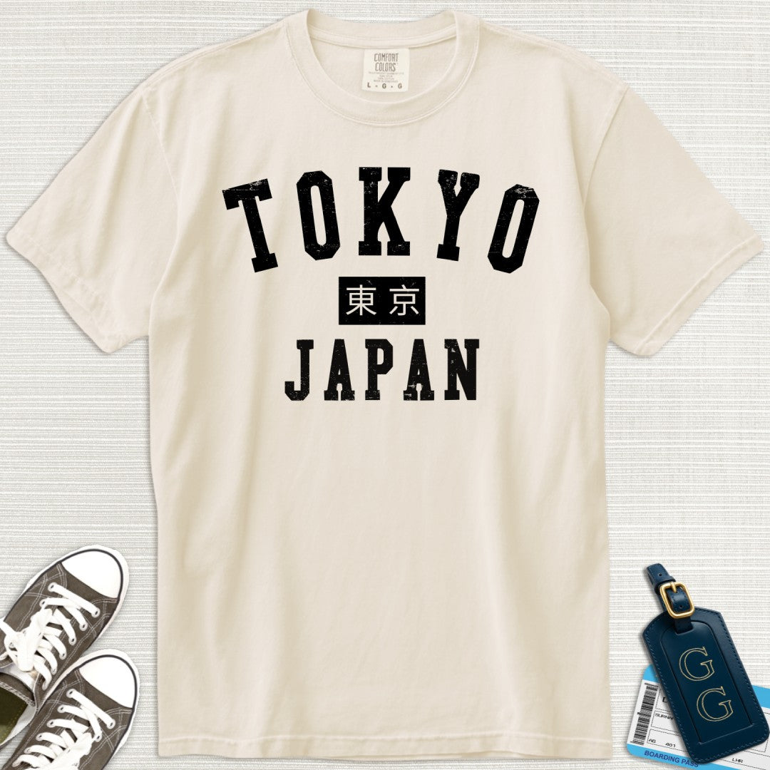 Tokyo Kanji Varsity Distressed T-Shirt