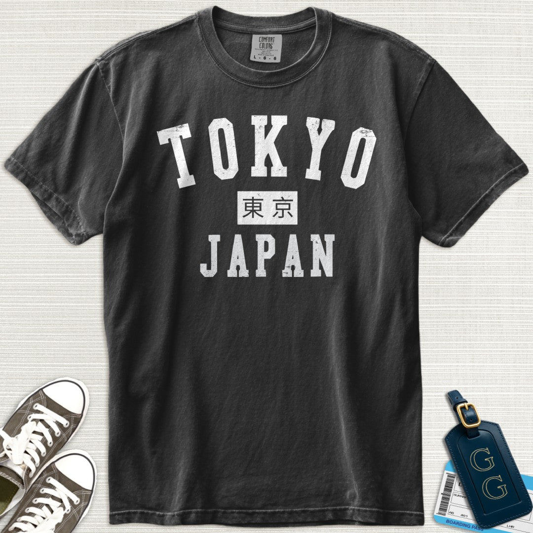 Tokyo Kanji Varsity Distressed T-Shirt