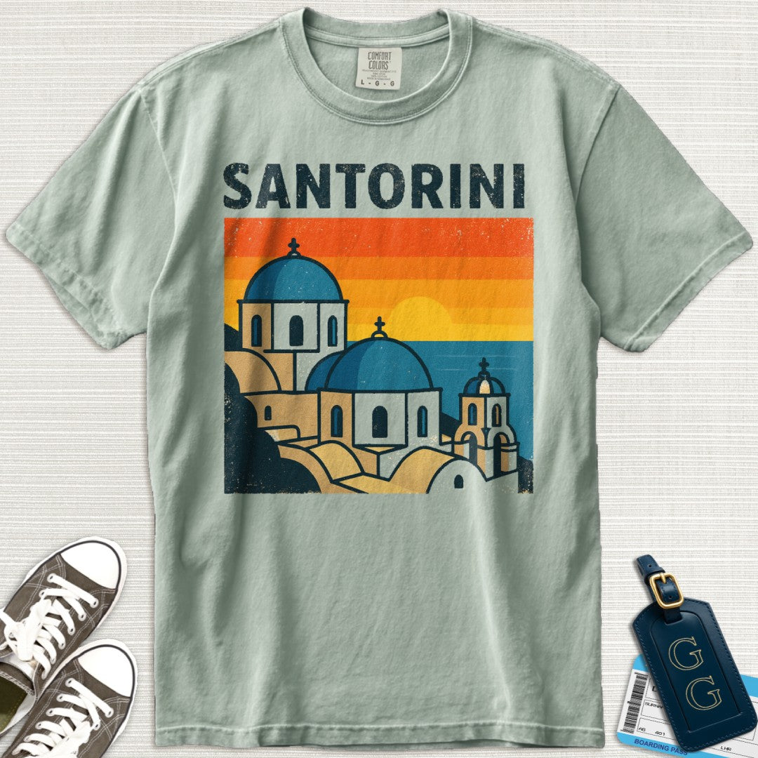 Vintage Santorini Postcard T-Shirt