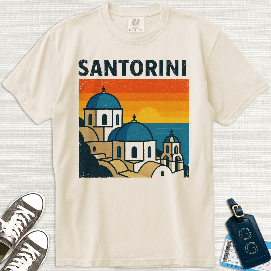 Vintage Santorini Postcard T-Shirt