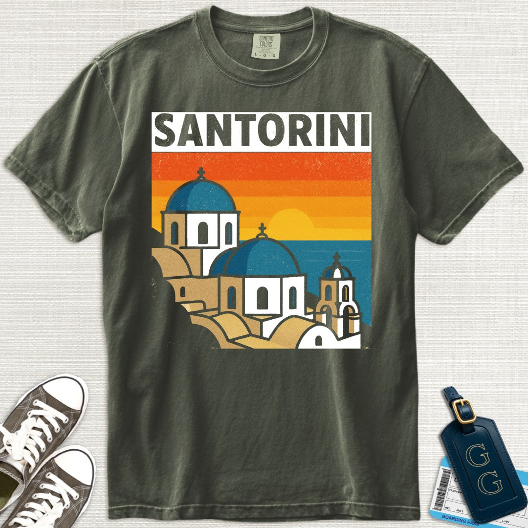 Vintage Santorini Postcard T-Shirt