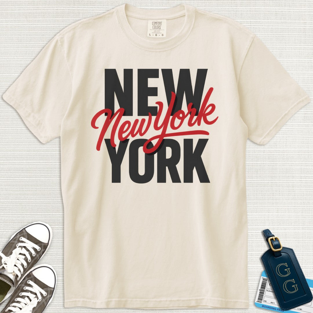 New York Red Typography T-Shirt
