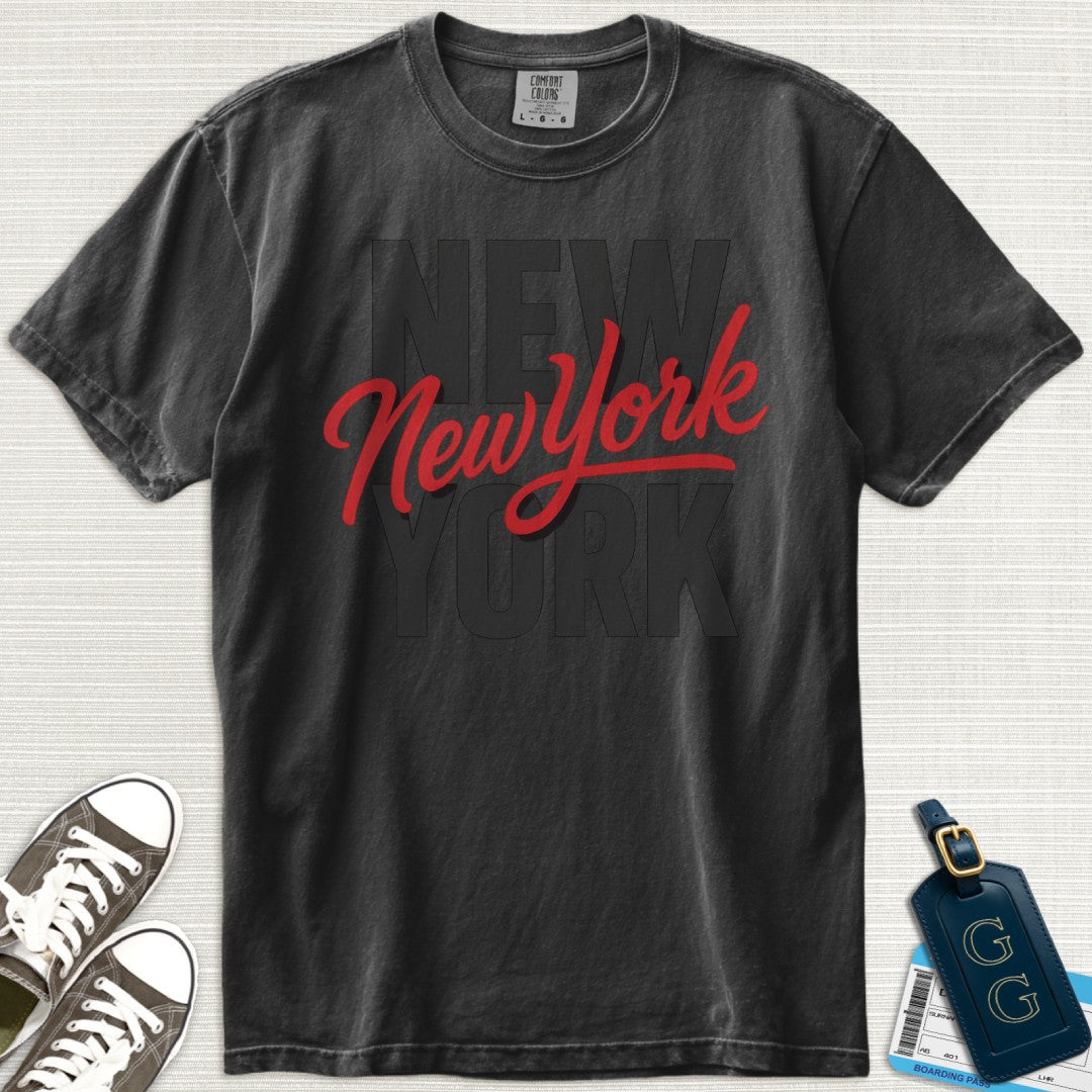 New York Red Typography T-Shirt