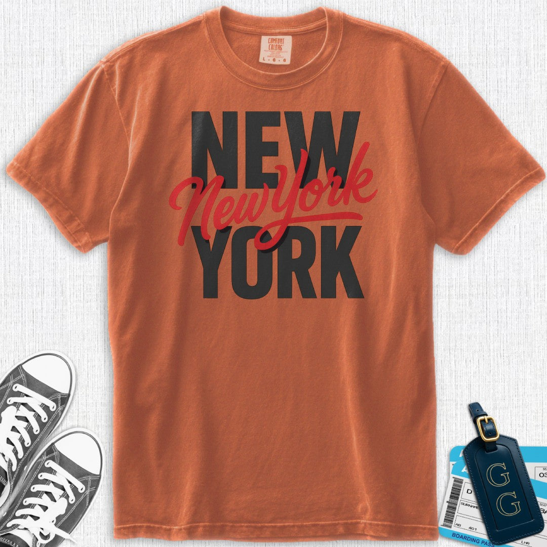 New York Red Typography T-Shirt