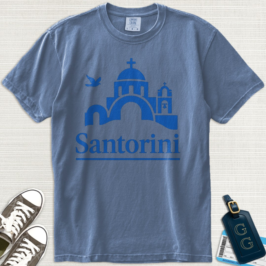 Santorini Blue Minimalist T-Shirt