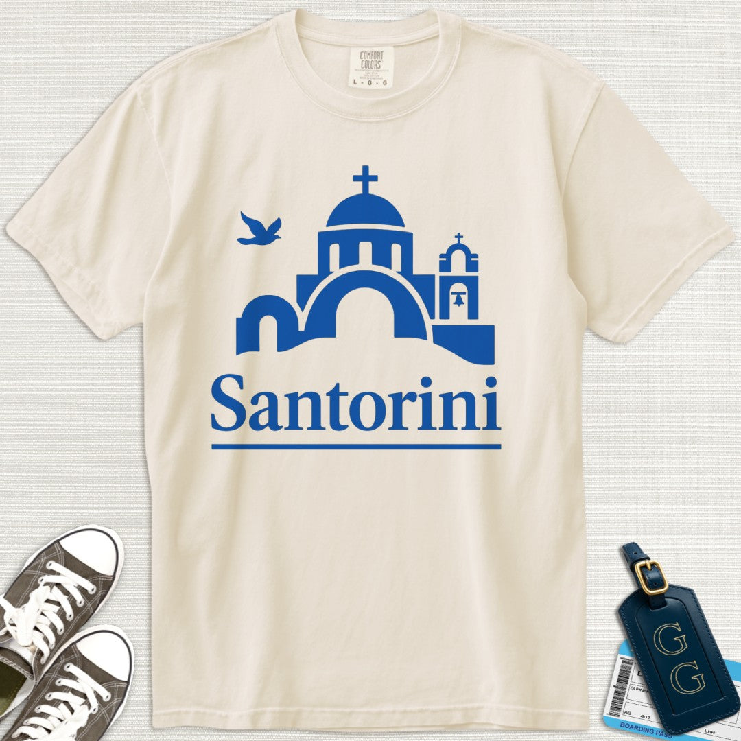Santorini Blue Minimalist T-Shirt