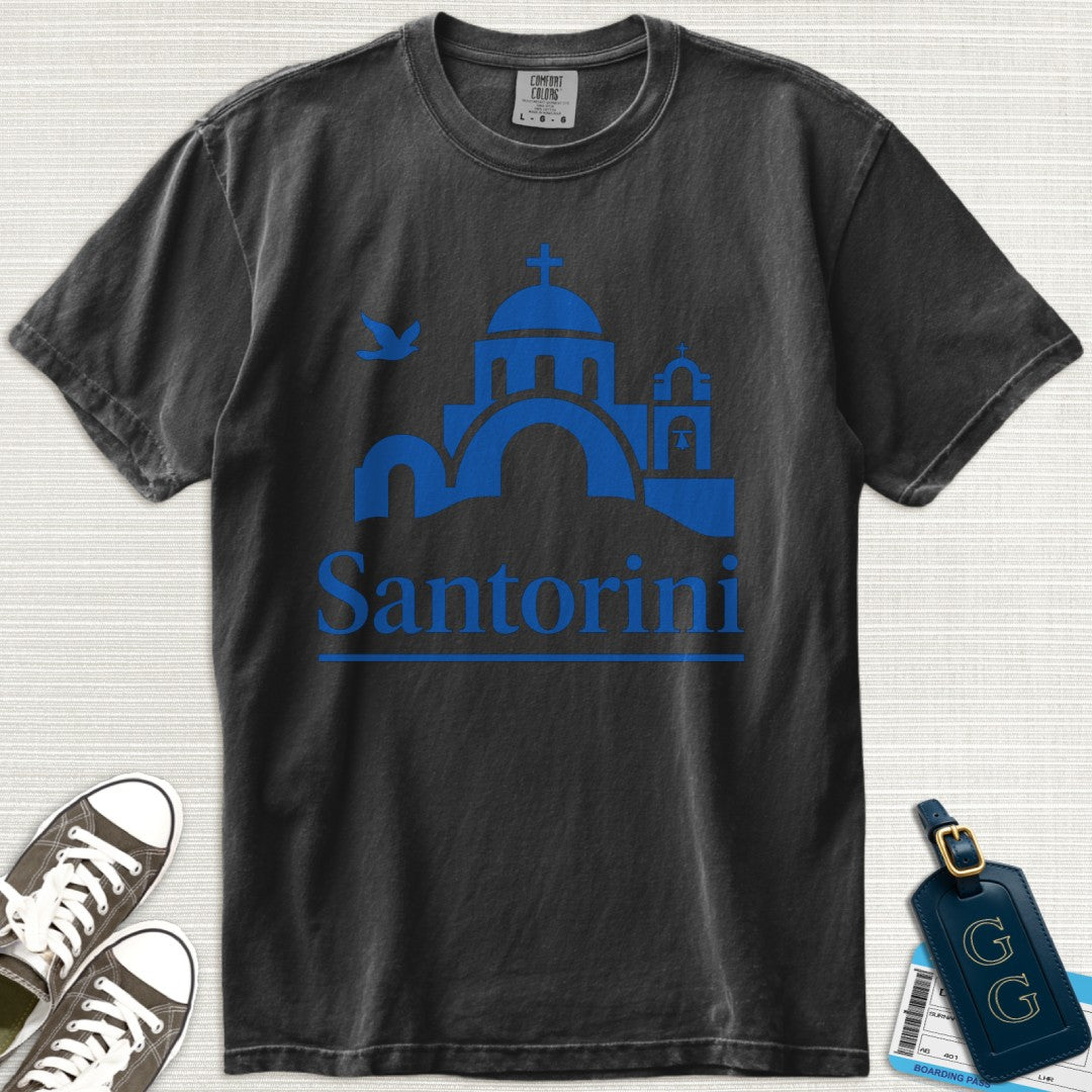 Santorini Blue Minimalist T-Shirt