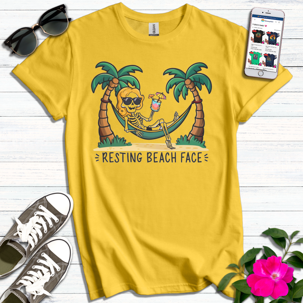 Resting Beach Face Skeleton T-Shirt