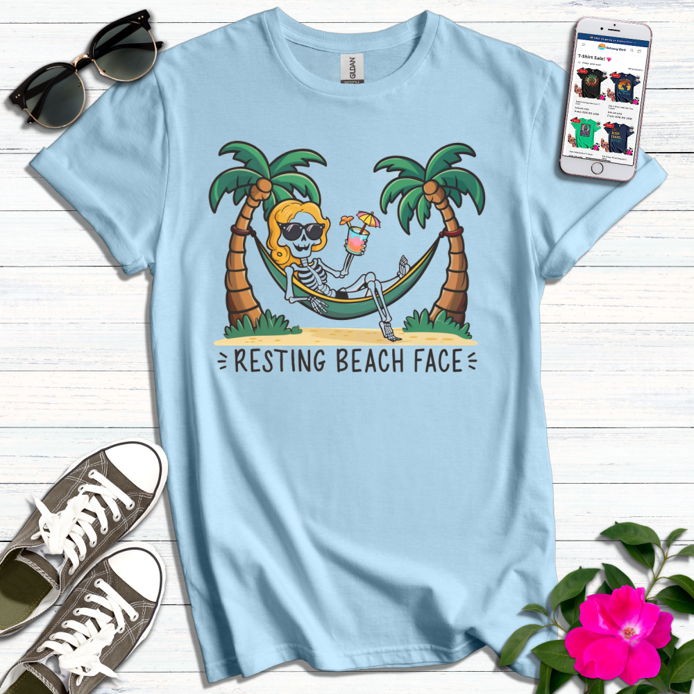 Resting Beach Face Skeleton T-Shirt