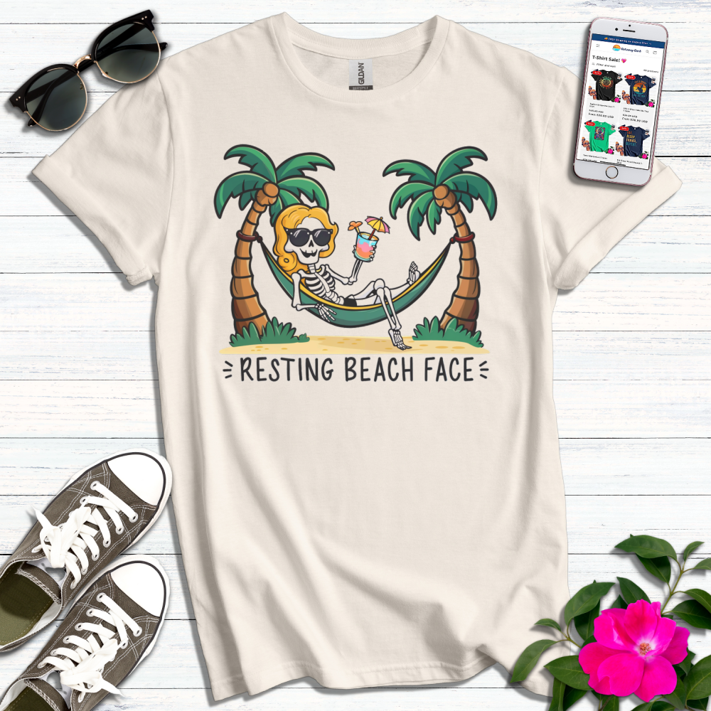 Resting Beach Face Skeleton T-Shirt