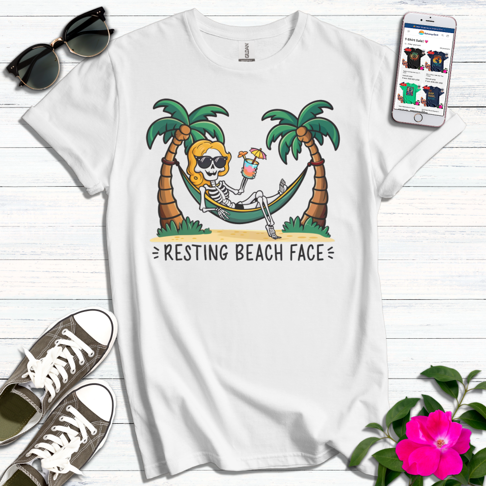 Resting Beach Face Skeleton T-Shirt