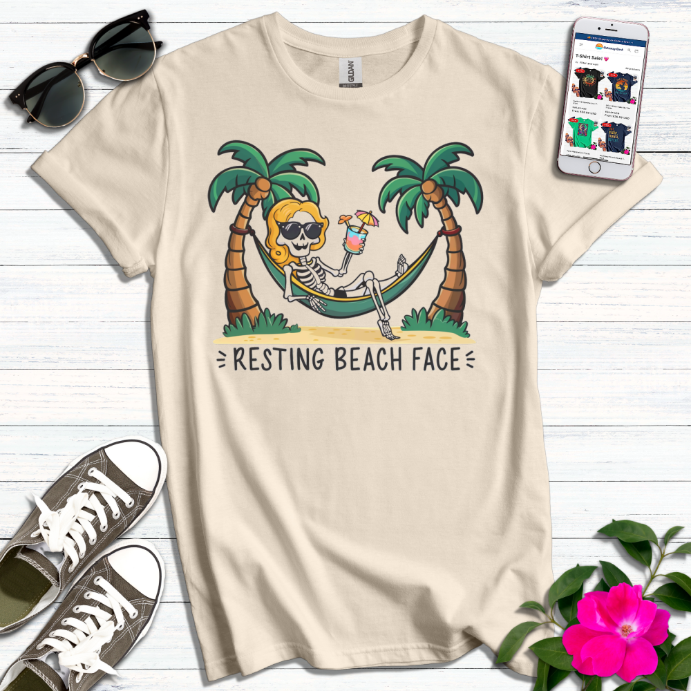 Resting Beach Face Skeleton T-Shirt