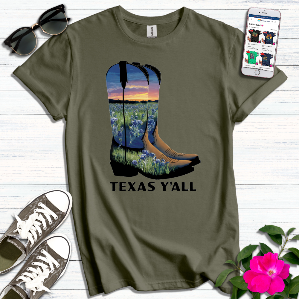 Texas Bluebonnet Boots T-Shirt