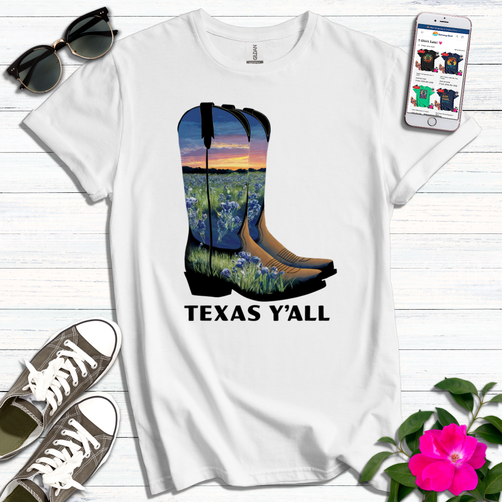 Texas Bluebonnet Boots T-Shirt