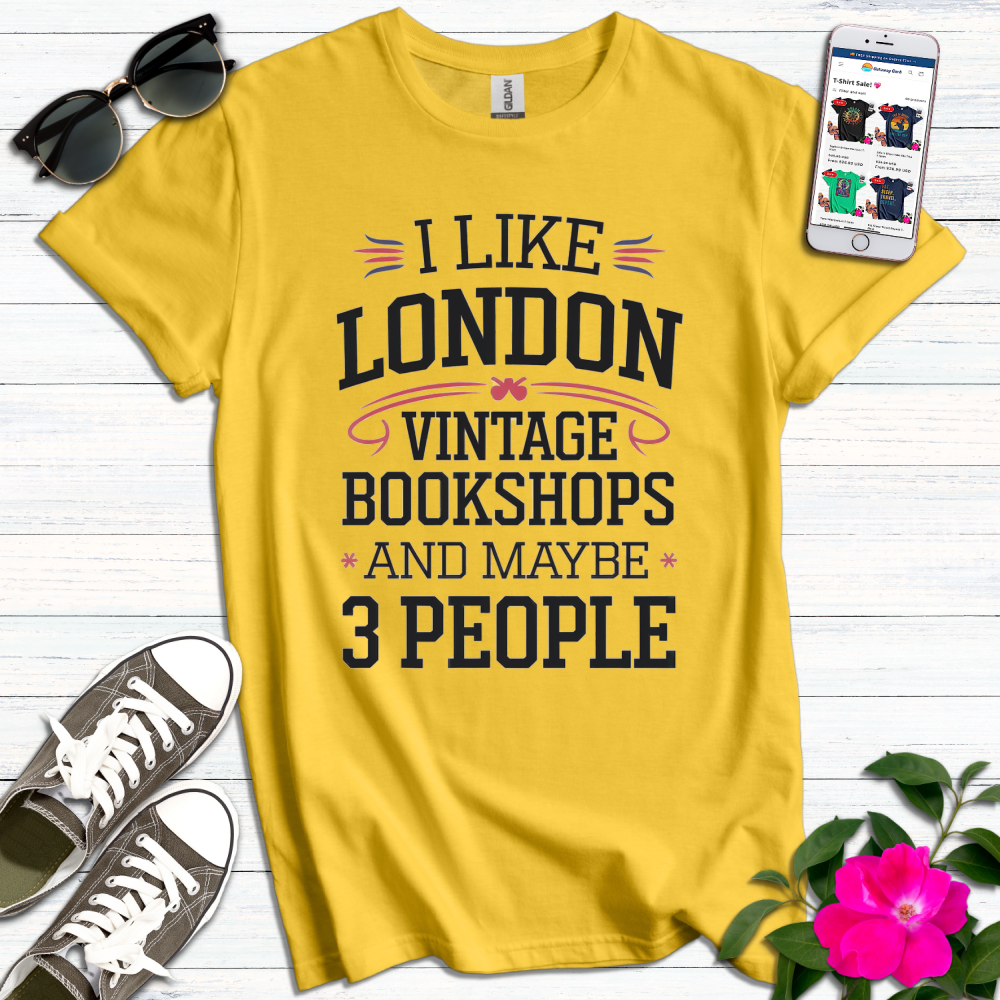 Like London Vintage Bookshops 3 People T-Shirt