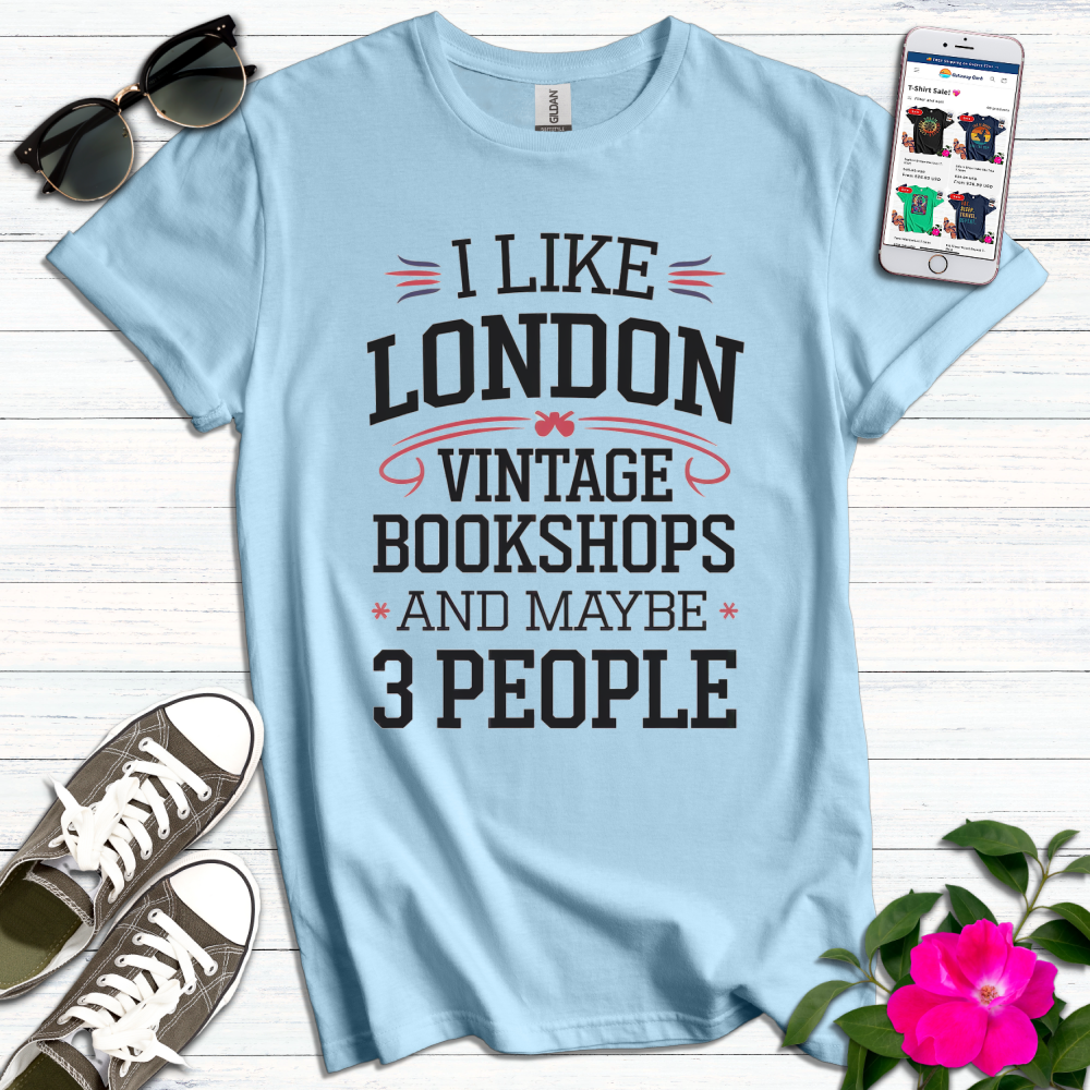 Like London Vintage Bookshops 3 People T-Shirt