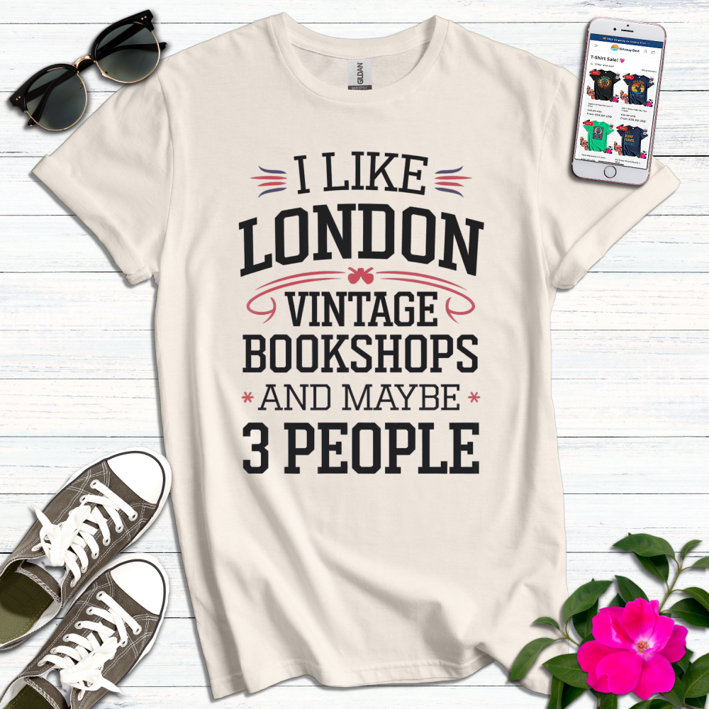 Like London Vintage Bookshops 3 People T-Shirt