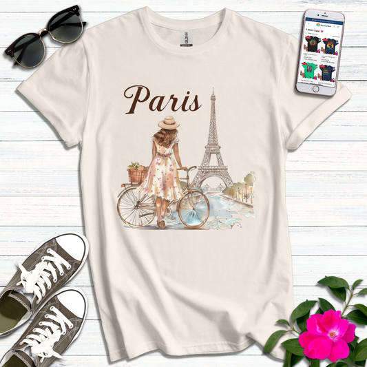 Boho Girl Admiring Eiffel Tower T-Shirt