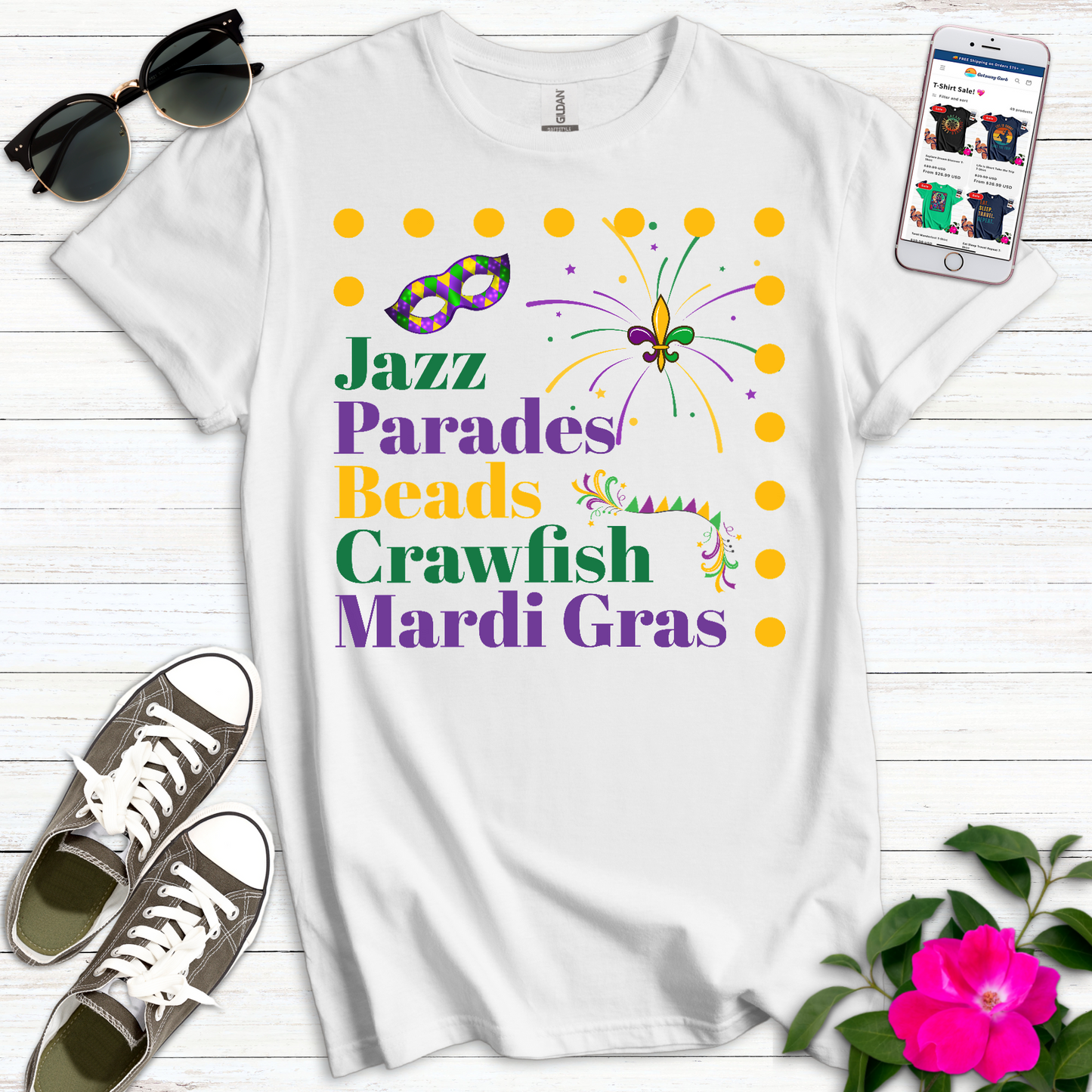 Jazz Parades Beads Crawfish T-Shirt