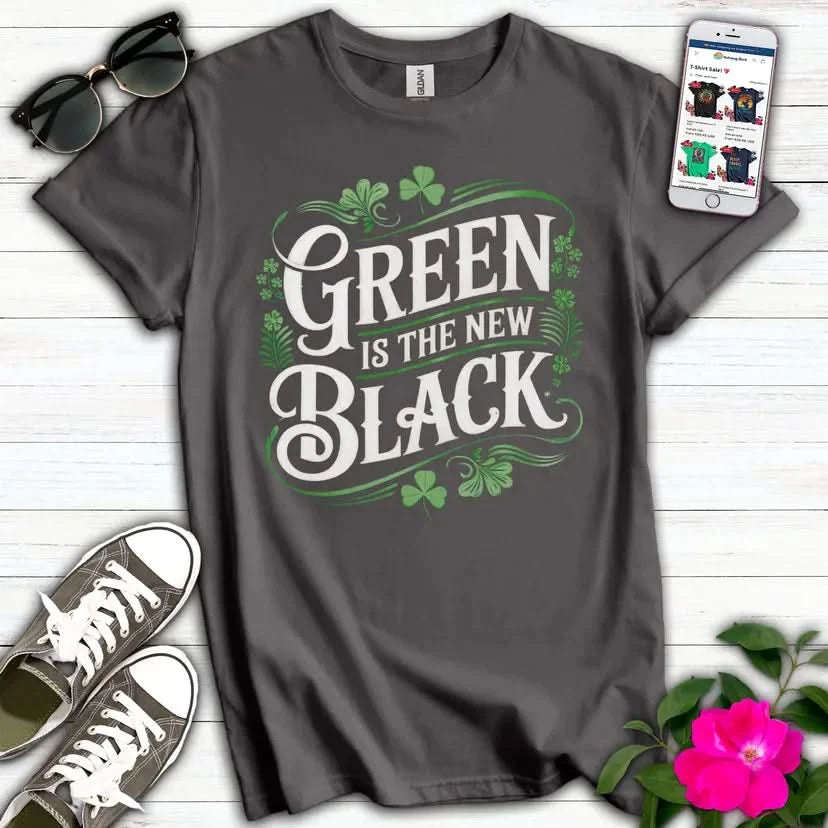 Cute Green New Black T-Shirt