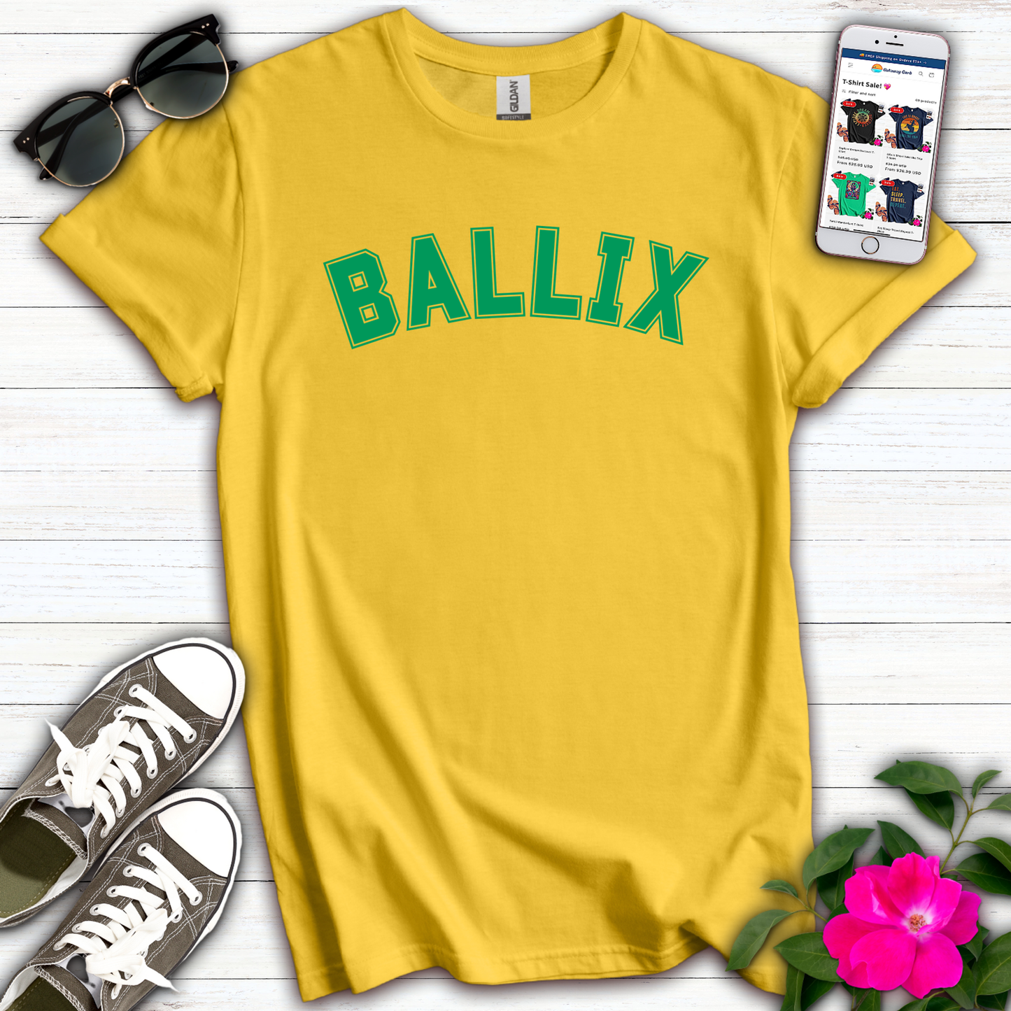 Ballix Green Varsity Letter T-Shirt