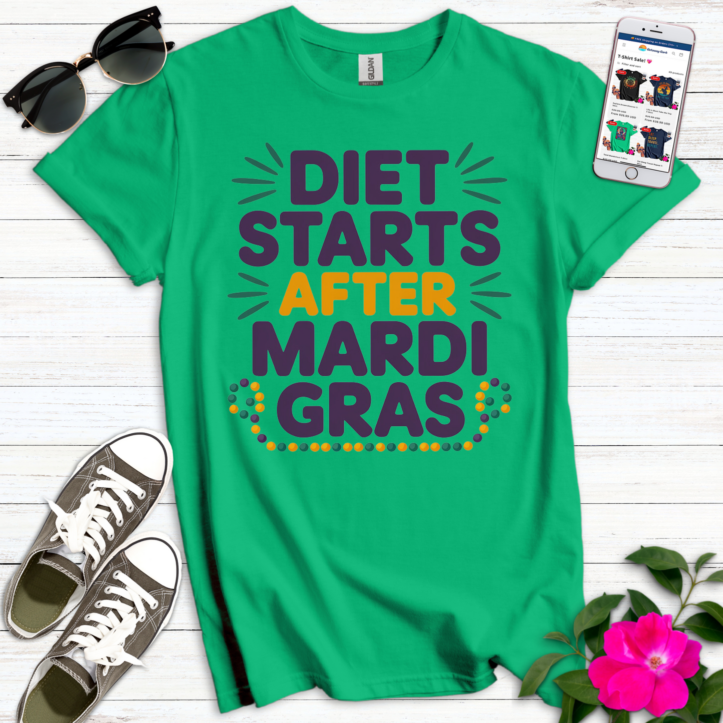 Diet Starts Mardi Gras T-Shirt