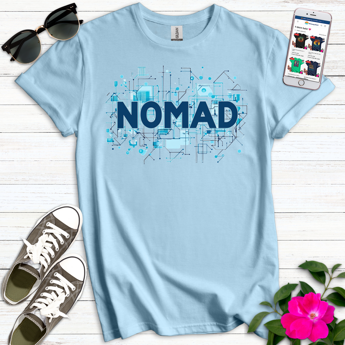 Blue Circuit Digital Nomad T-Shirt