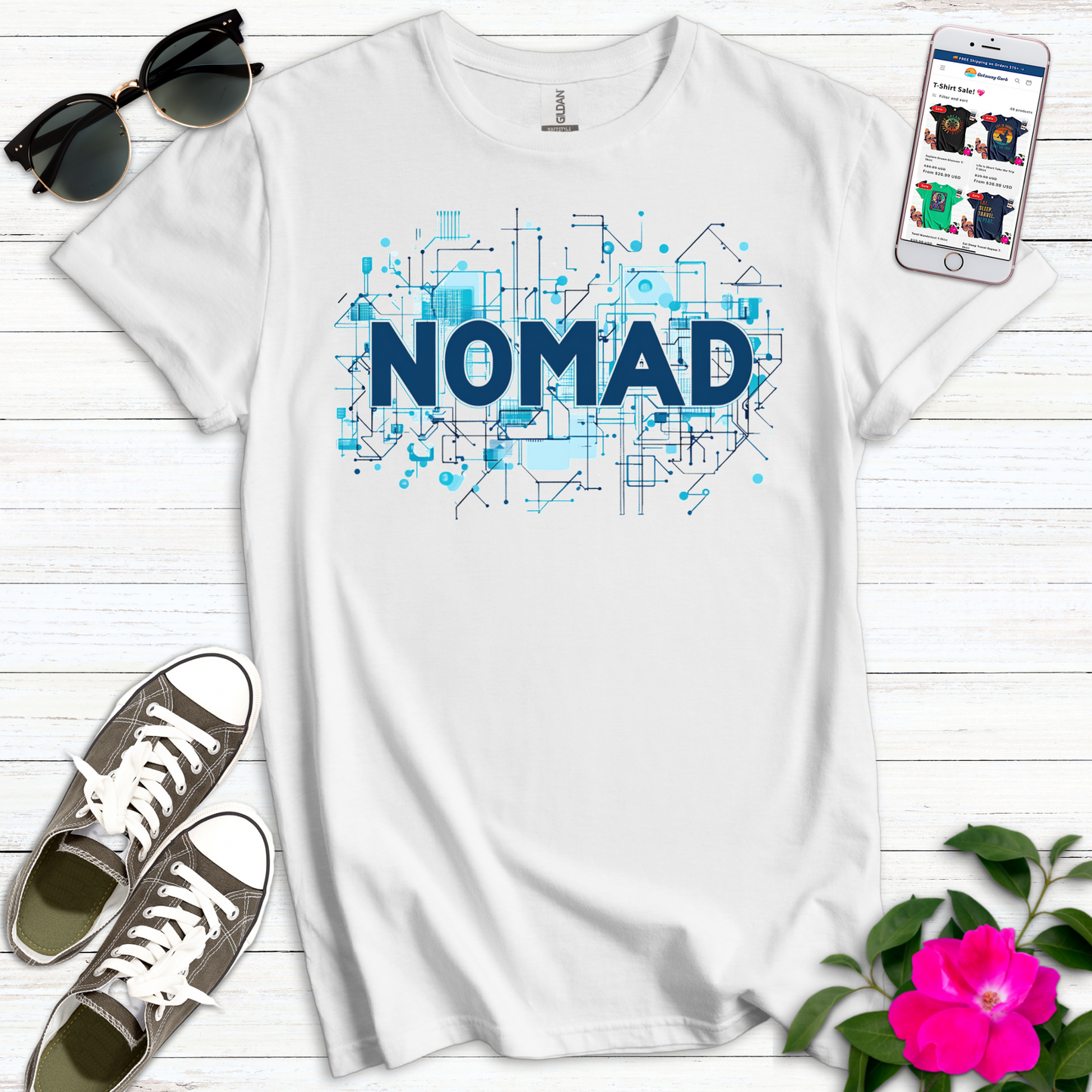 Blue Circuit Digital Nomad T-Shirt
