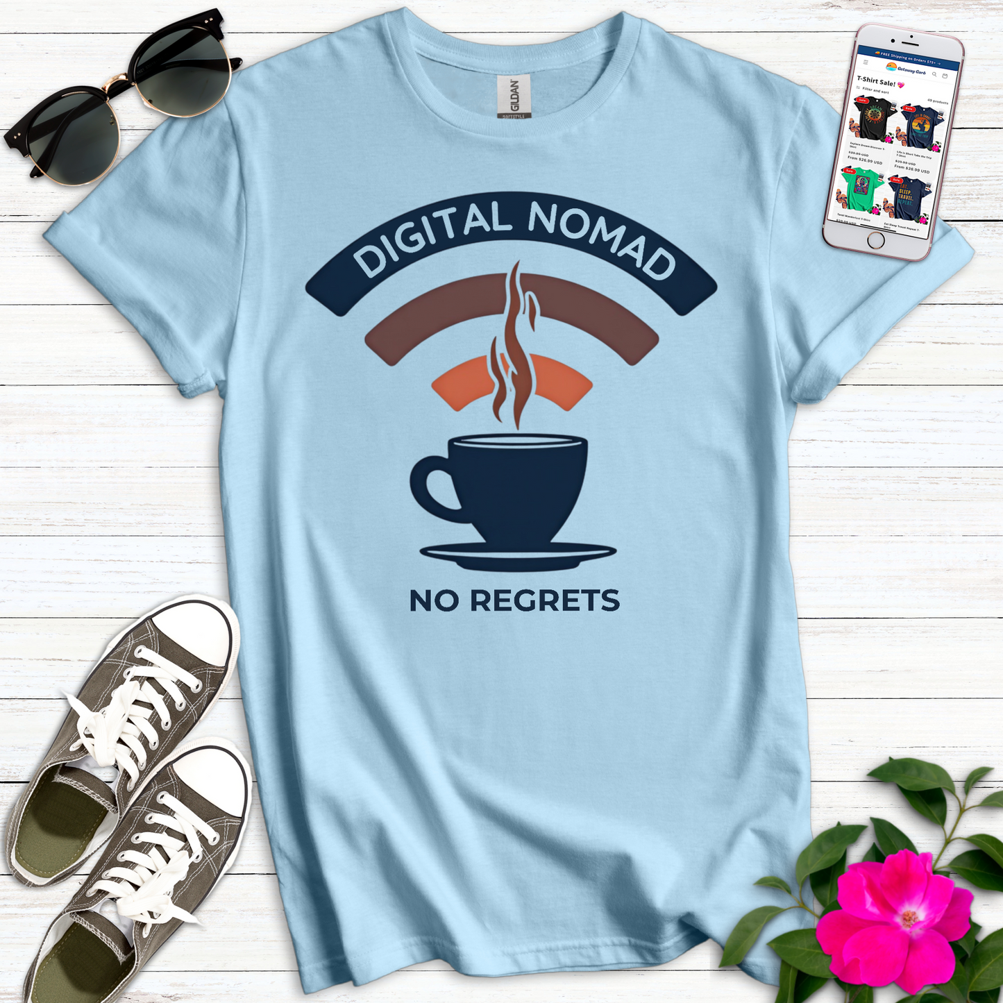 Modern Digit Nomad Coffee T-Shirt