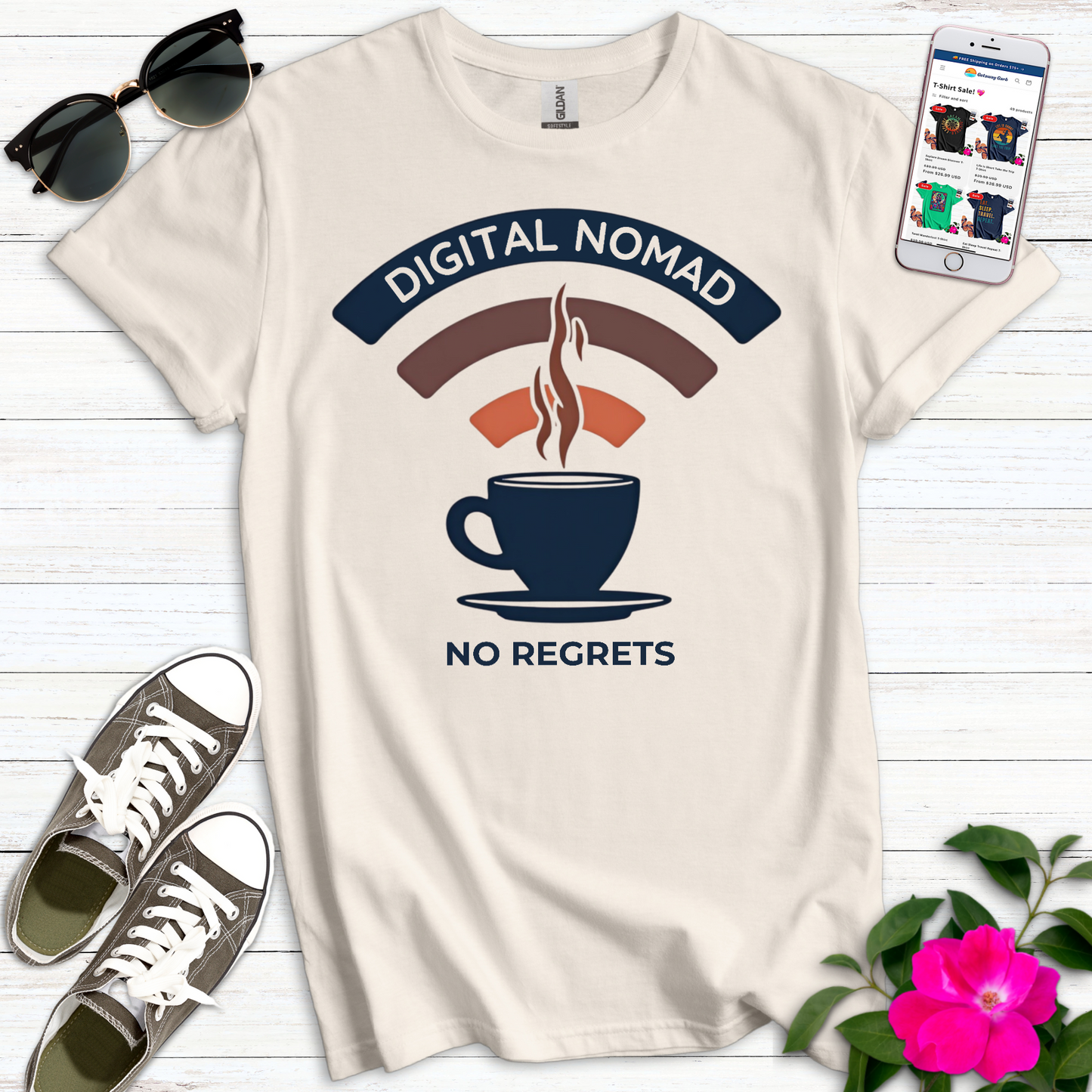 Modern Digit Nomad Coffee T-Shirt