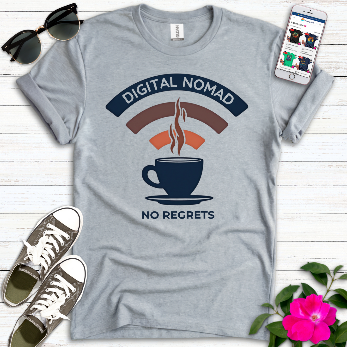Modern Digit Nomad Coffee T-Shirt