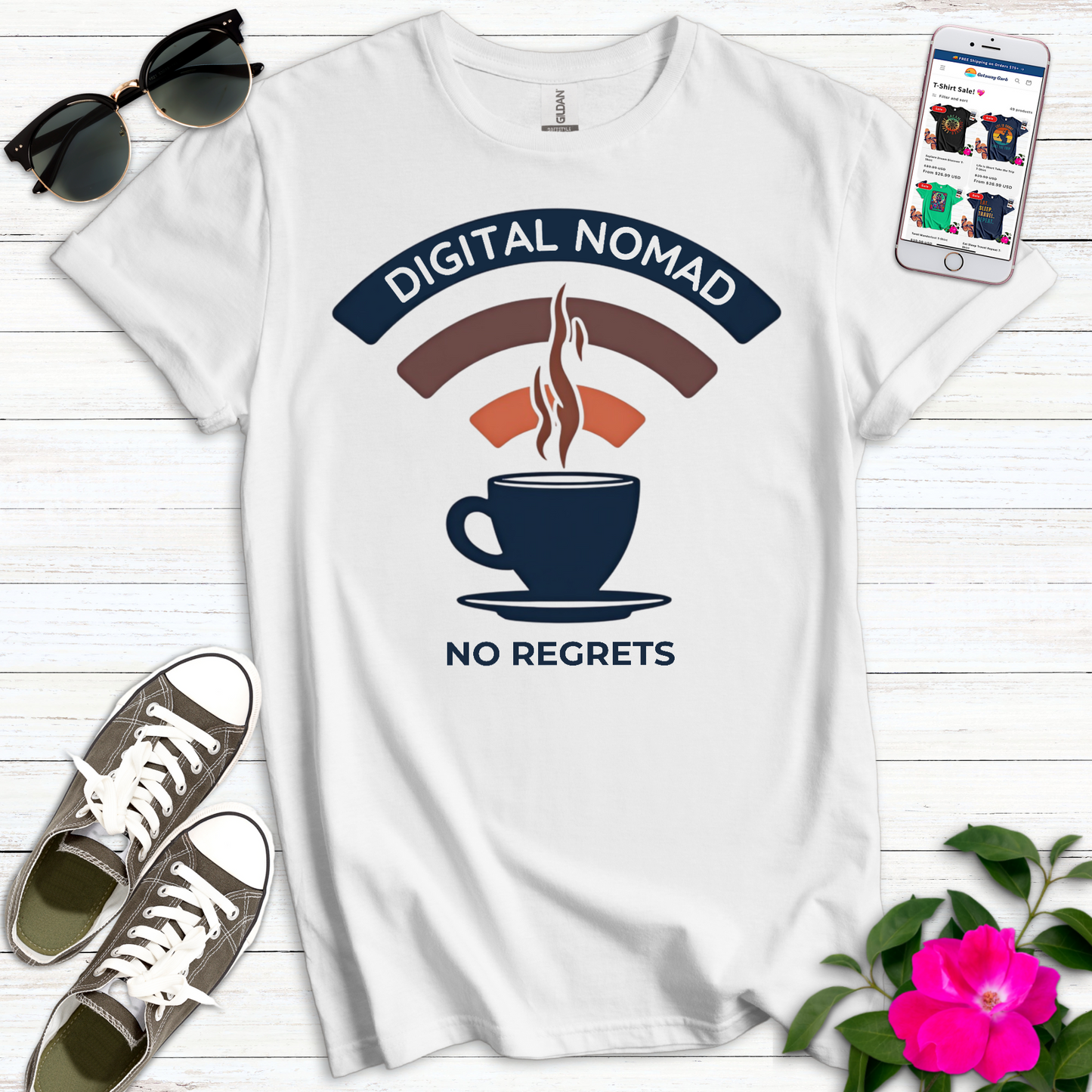 Modern Digit Nomad Coffee T-Shirt